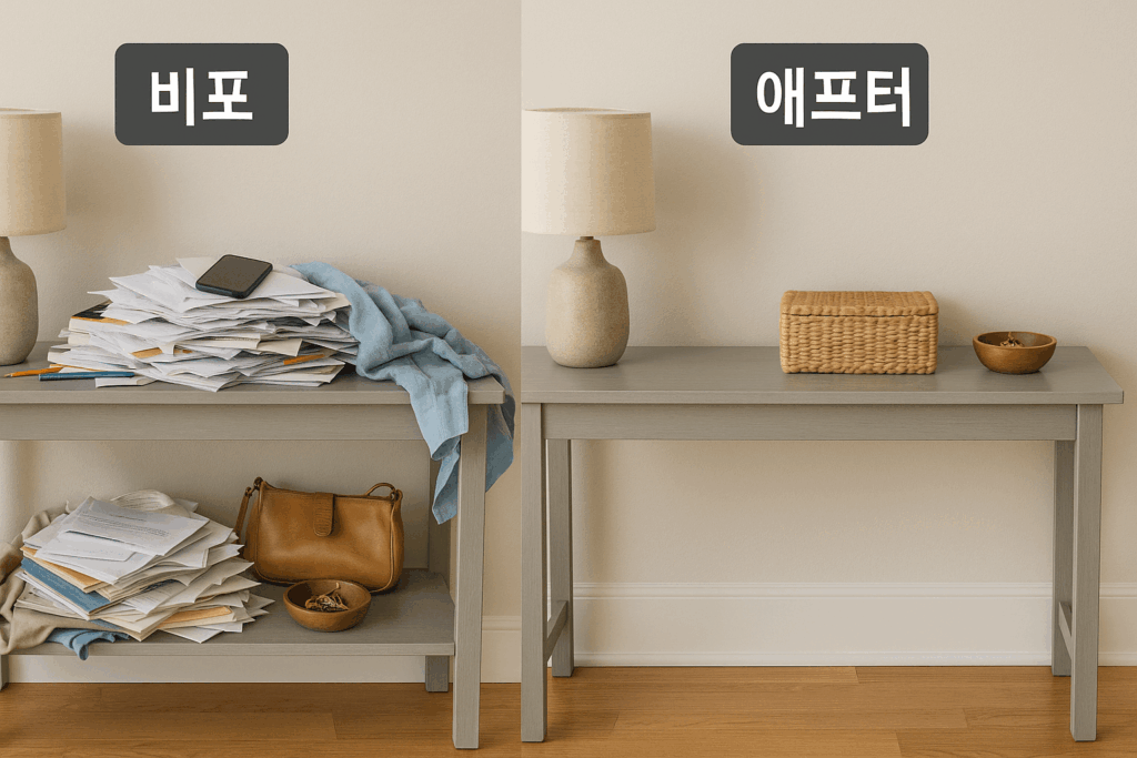 정리 전,후의 거실