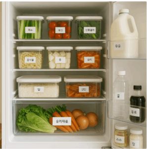 깔끔하게 정리된 냉장고