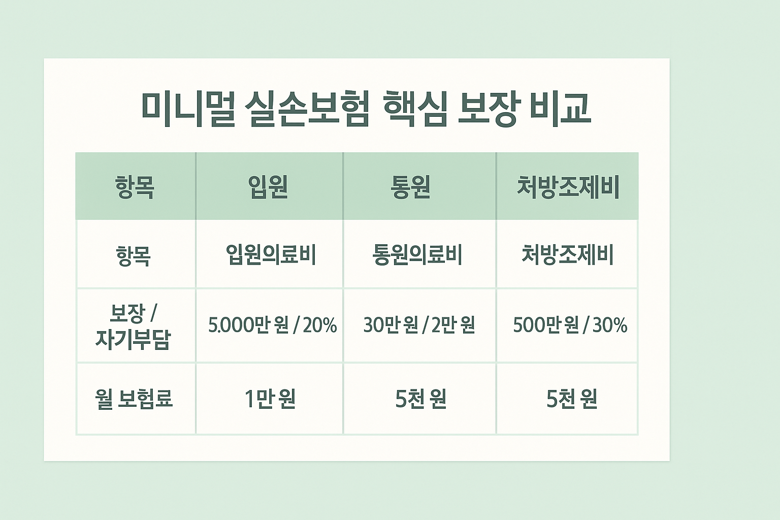 미니멀 보험 구성 예시