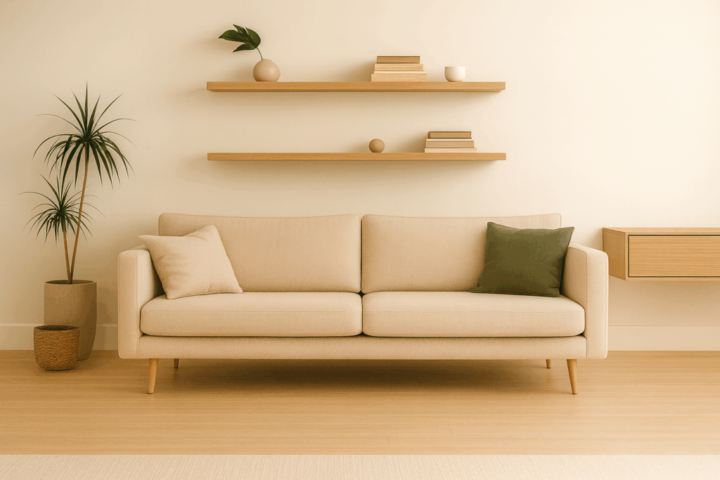 플로팅 가구의 거실 인테리어