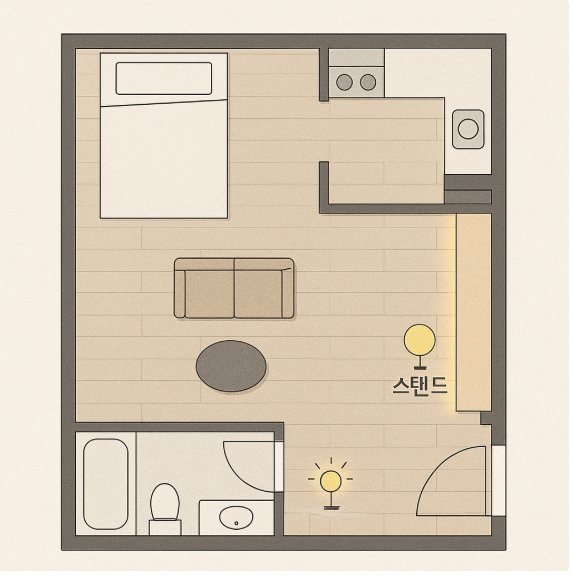 10평 원룸 조명 배치