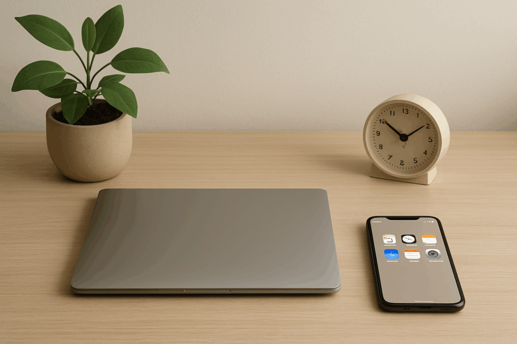 필요한 것만 정리된 미니멀 작업용 책상