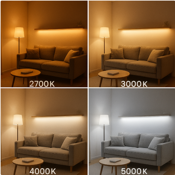 다양한 조명 색 온도
