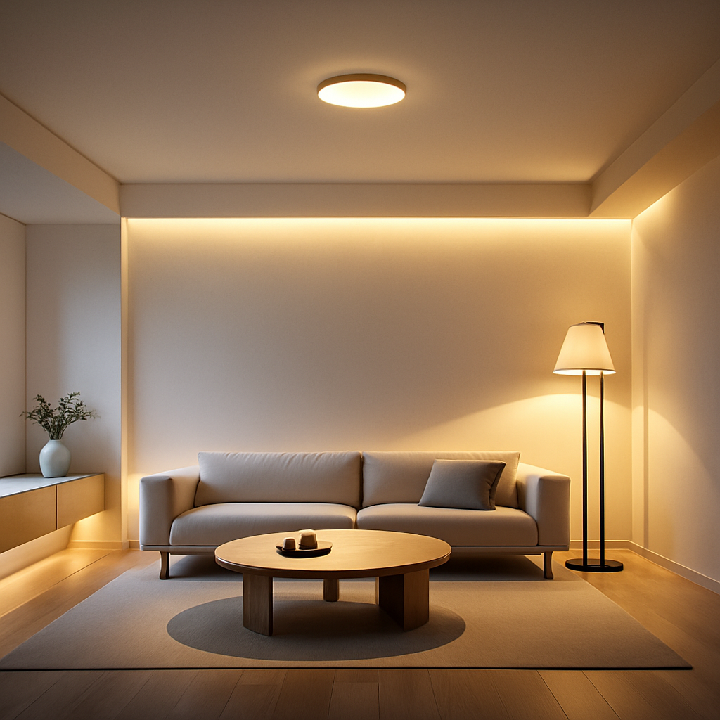 간접조명을 사용한 미니멀 인테리어