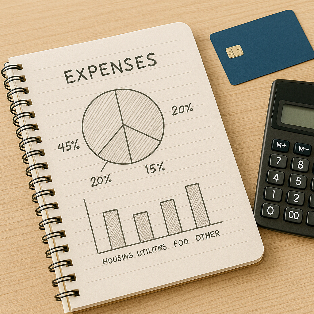 지난 3개월 지출을 카테고리별로 나눠 노트에 정리한 모습