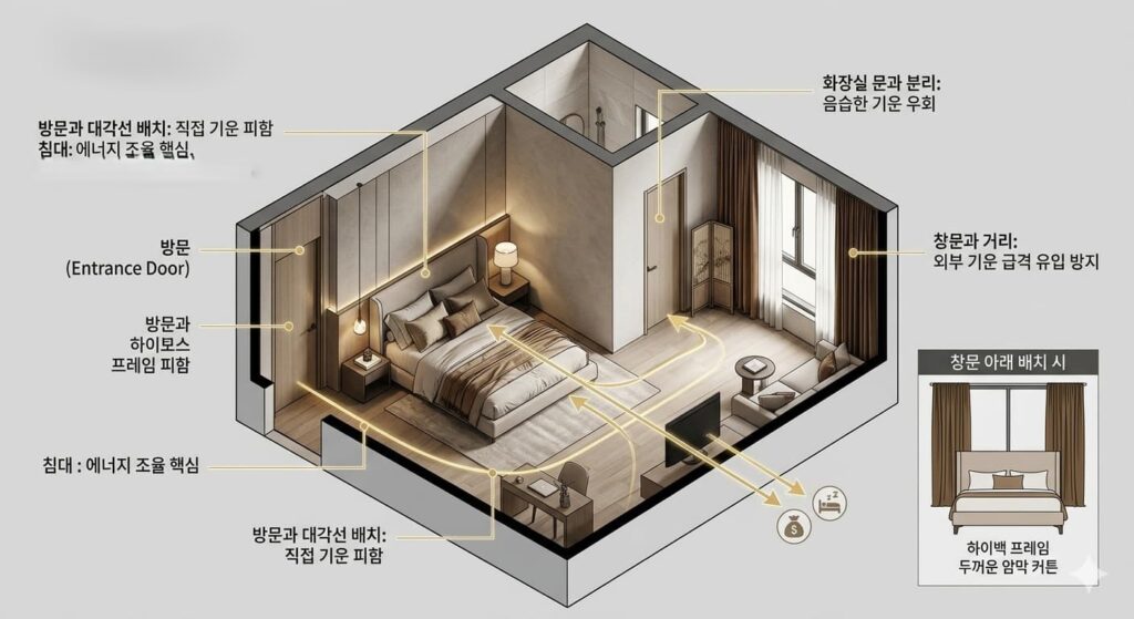 복을 부르는 풍수지리 침대 위치 원칙